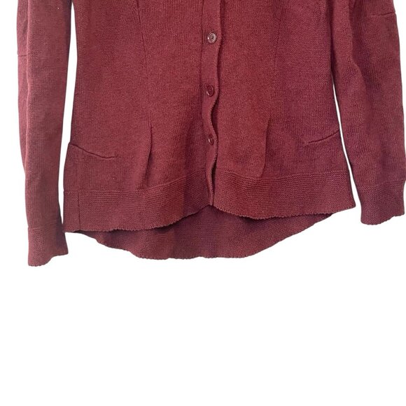Cabi Women's Burgundy Catch Button Cardigan #3529 100% Cotton Size XS - Picture 3 of 5